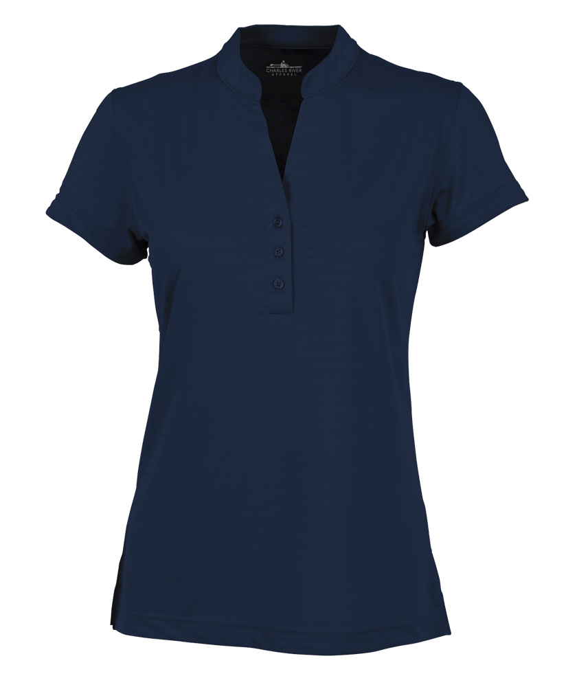 charles-river-apparel-2617-womens-shadow-stripe-mandarin-collar-polo-t-shirt-navy-full-view