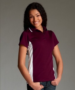 Charles River Apparel Style 2810 Women's Color Blocked Wicking Polo Maroon White