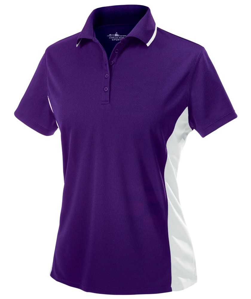 Charles River Apparel Style 2810 Women's Color Blocked Wicking Polo Lavender White