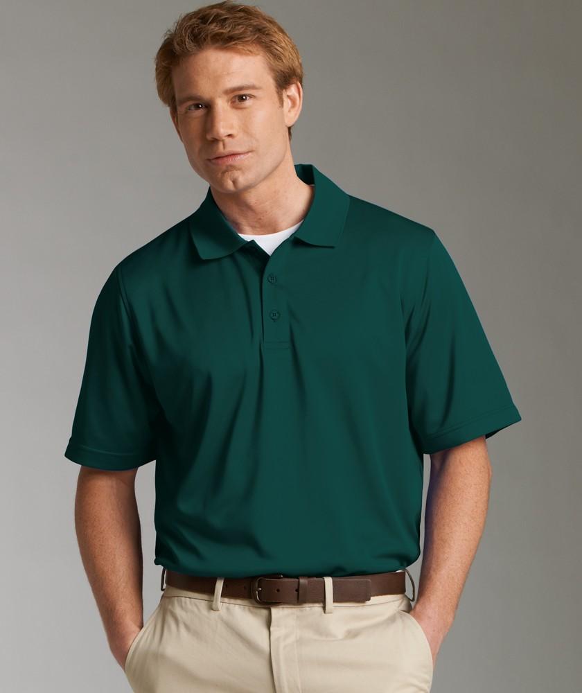 Charles River Apparel Style 3213 Men's Smooth Knit Solid Wicking Polo Forest Model
