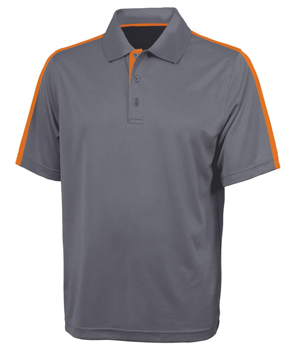 Charles River Apparel 3214 Mens Color Blocked Smooth Knit Wicking Polo Shirt Grey Orange