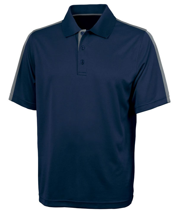 Charles River Apparel 3214 Mens Color Blocked Smooth Knit Wicking Polo Shirt Navy Grey
