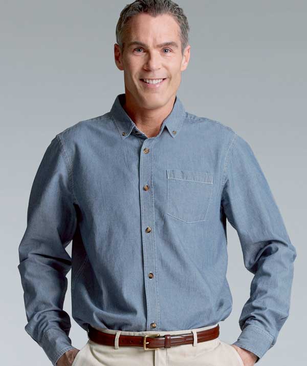 Charles River Apparel Style 3327 Men's Button Down Collar Chambray ...