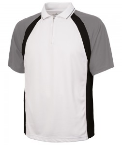 Charles River Apparel 3426 Mens Trinity Zip Polo Shirt White Black Grey