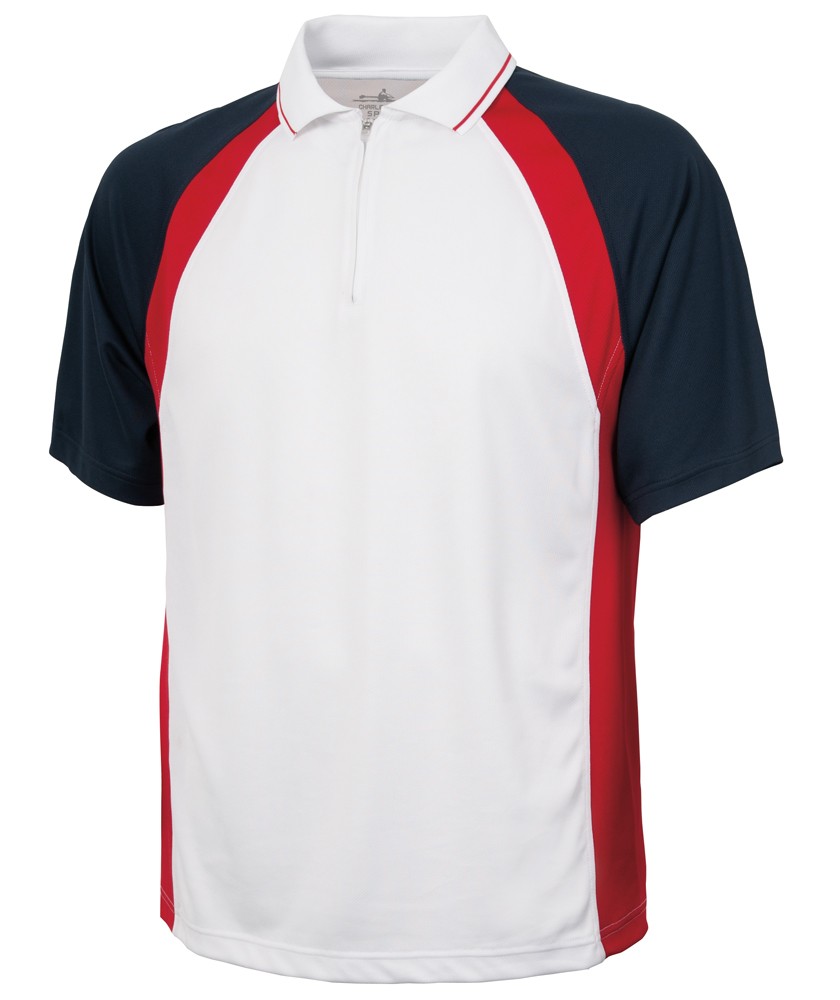 Charles River Apparel 3426 Mens Trinity Zip Polo Shirt White Navy Red