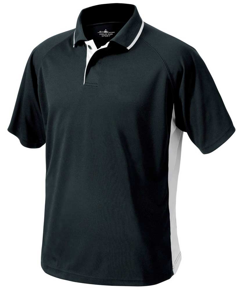 Charles River Apparel 3810 Mens Color Block Wicking Polo Shirt Black and White