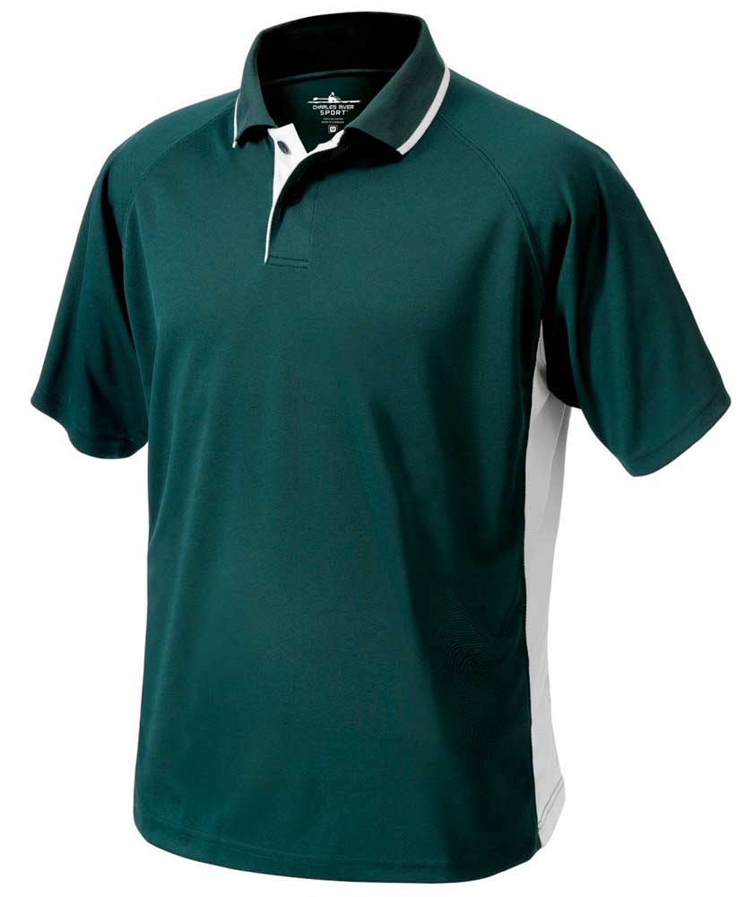 Charles River Apparel 3810 Mens Color Block Wicking Polo Shirt Forest and White