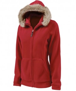 Charles River Apparel 5125 Women's Faux Fur Fleece Hoodie Jacket - Chili Red