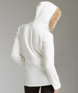 Charles River Apparel 5125 Women's Faux Fur Fleece Hoodie Jacket - White Model Rear