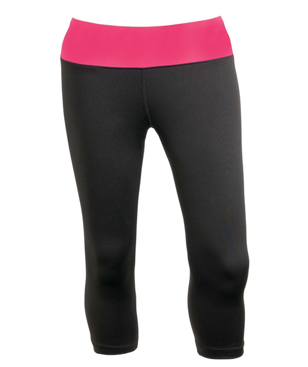 Charles River Apparel 5466 Women's Fitness Capri Spandex Leggings - Black/Fuchsia