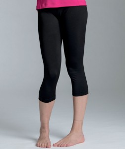 Charles River Apparel 5466 Women's Fitness Capri Spandex Leggings - Black Model with Sock Line