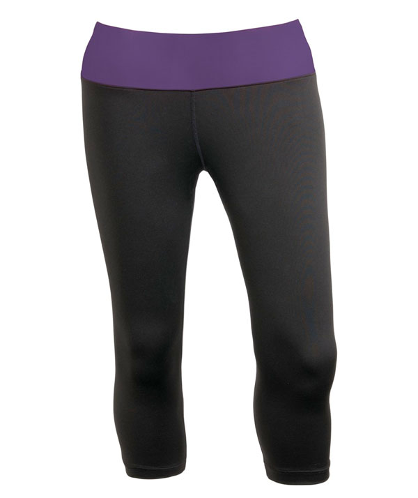Charles River Apparel 5466 Women's Fitness Capri Spandex Leggings - Black/Purple