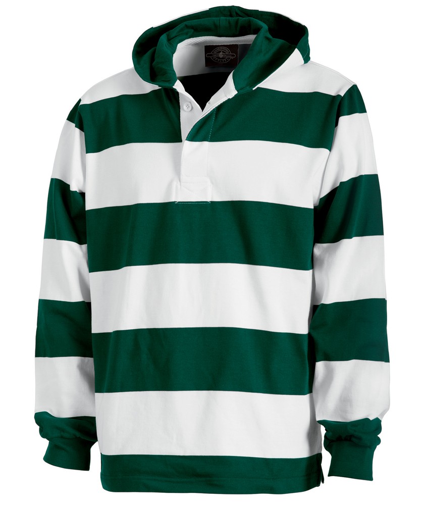 Charles River Apparel Style 9574 Hooded Rugby Pullover Forest/White