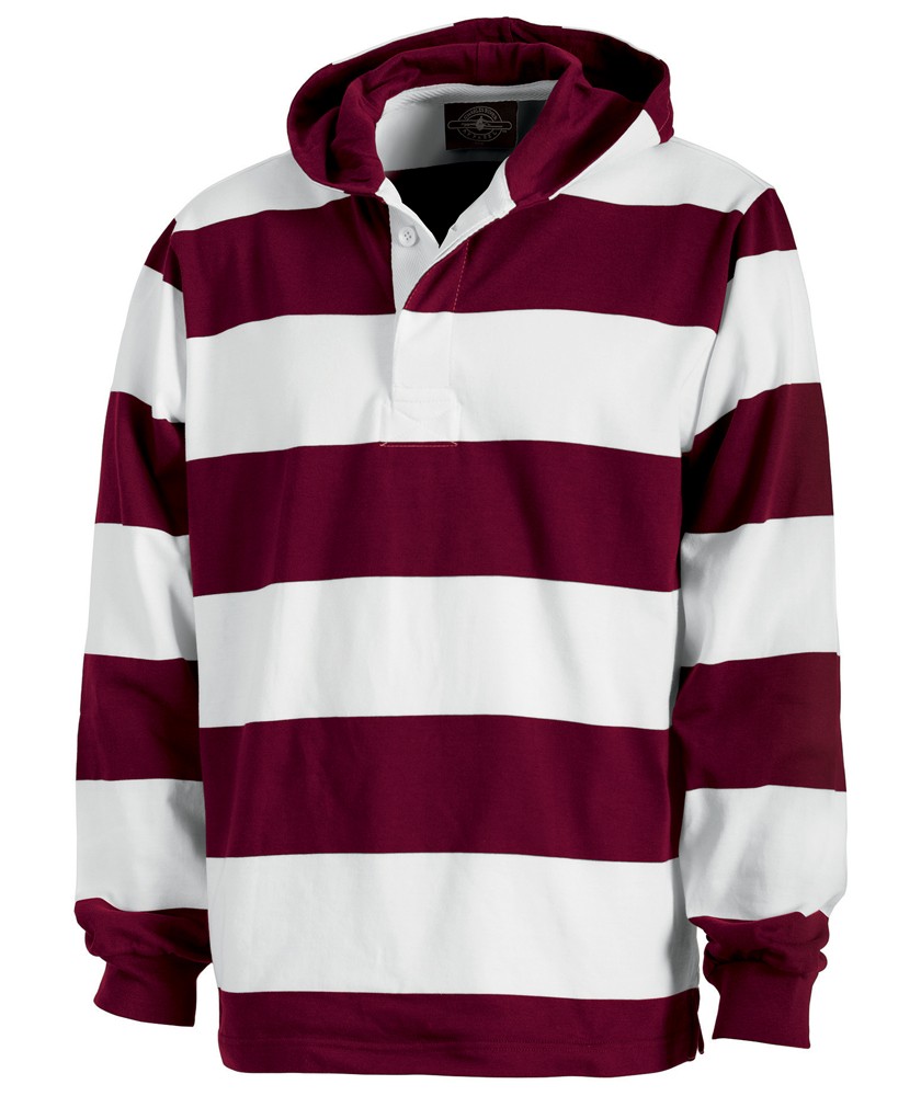 Charles River Apparel Style 9574 Hooded Rugby Pullover Maroon/White