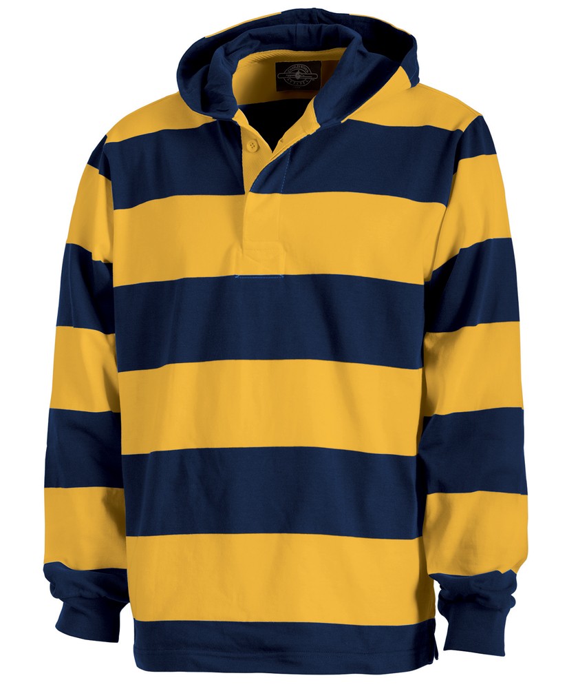 Charles River Apparel Style 9574 Hooded Rugby Pullover Navy/Gold
