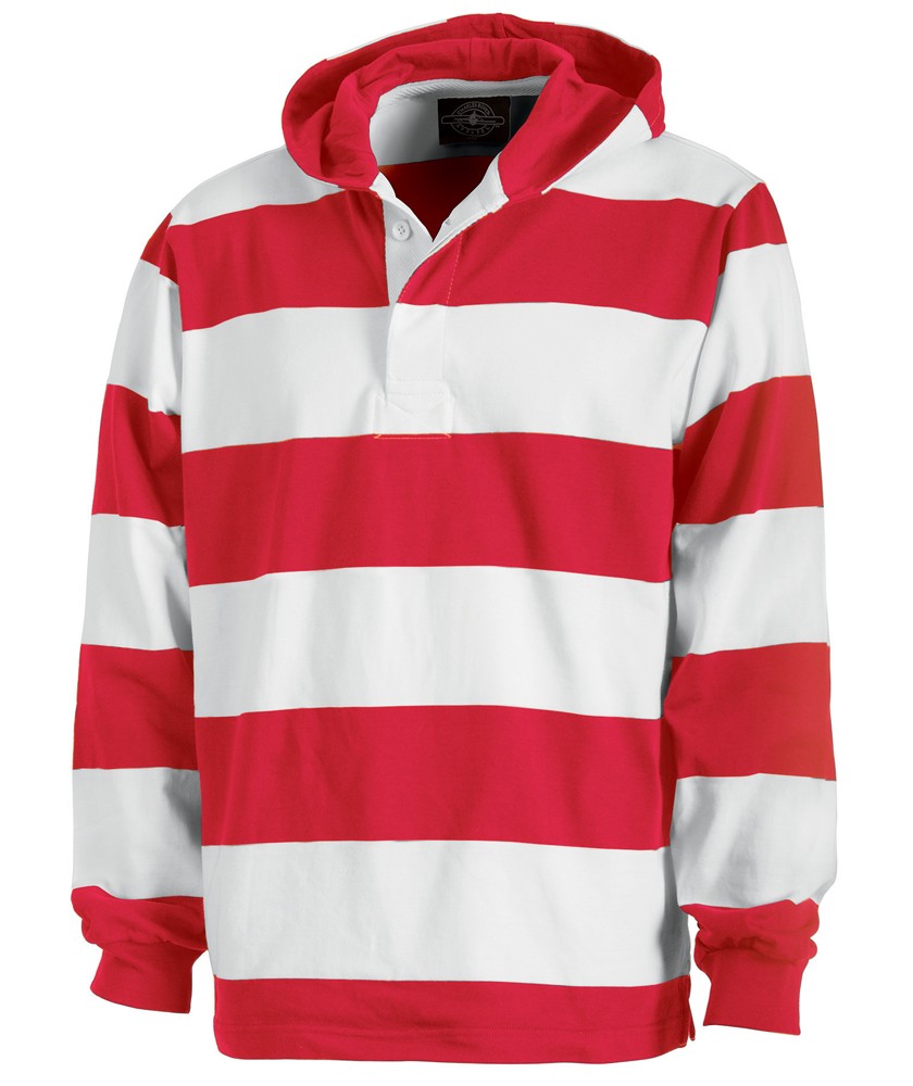Charles River Apparel Style 9574 Hooded Rugby Pullover Red/White