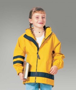 Charles River Apparel 7099 Children's New Englander Rain Jacket - Yellow/Navy Girl Model