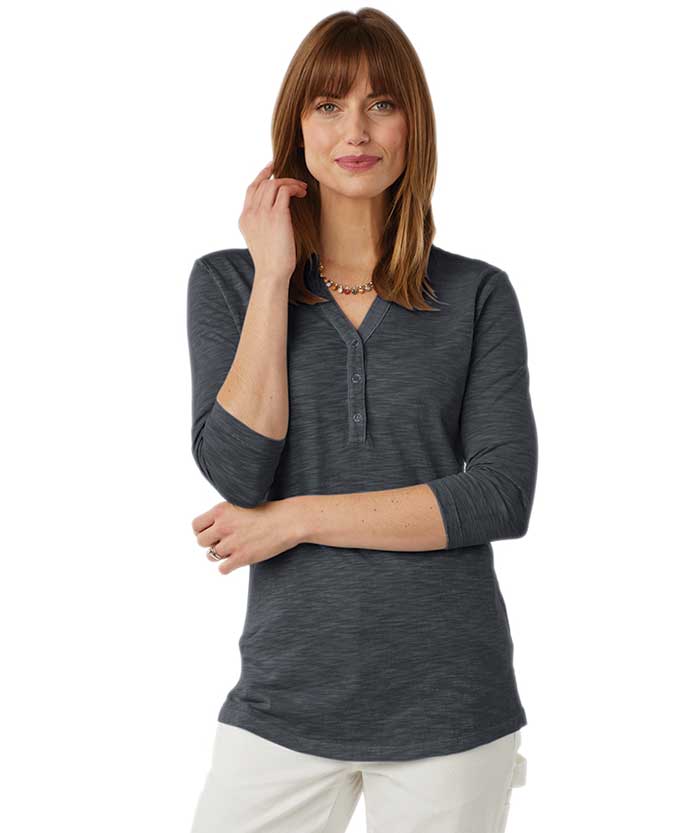 Charles River Apparel Women’s Freetown Henley – Charcoal