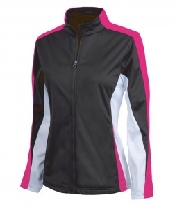 Charles River Apparel 4494 Girls Energy Moisture Wicking Tri-Color Jacket Black Hot Pink White
