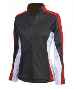 Charles River Apparel 4494 Girls Energy Moisture Wicking Tri-Color Jacket Black Red White