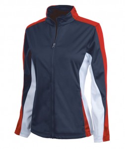 Charles River Apparel 4494 Girls Energy Moisture Wicking Tri-Color Jacket Navy Red White