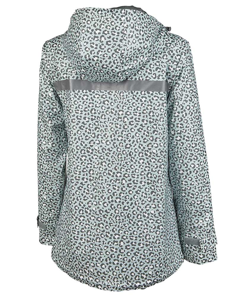 Charles River Apparel Women’s Grey Snow Leopard Print New Englander Rain Jacket