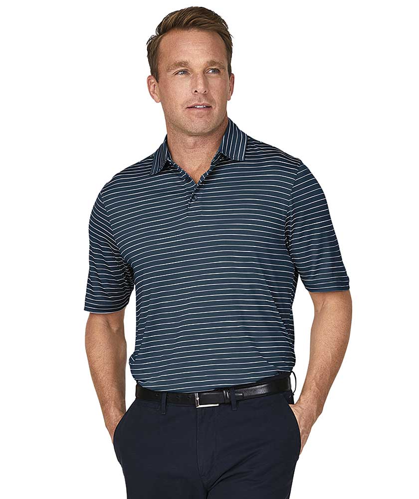 Charles River Apparel Men’s Wellesley Polo Shirt Navy/White Striped