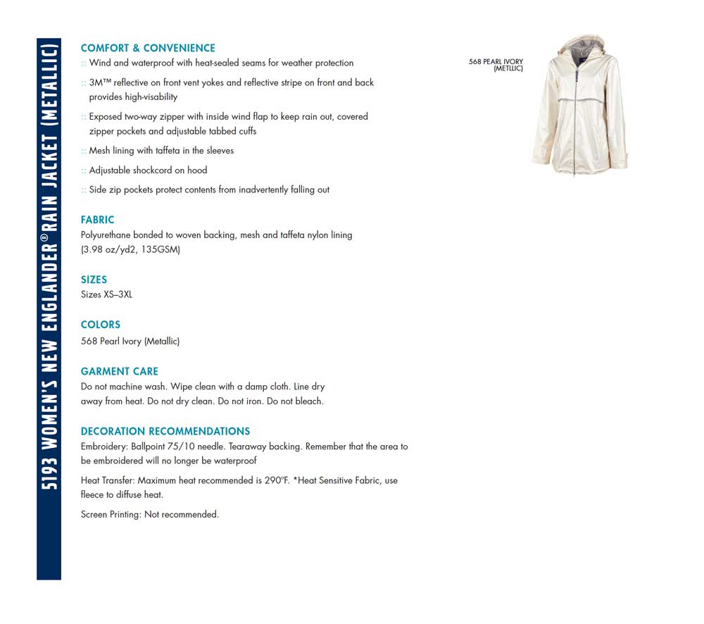 charles-river-apparel-metallic-ivory-pearl-womens-new-englander-rain-jacket-features