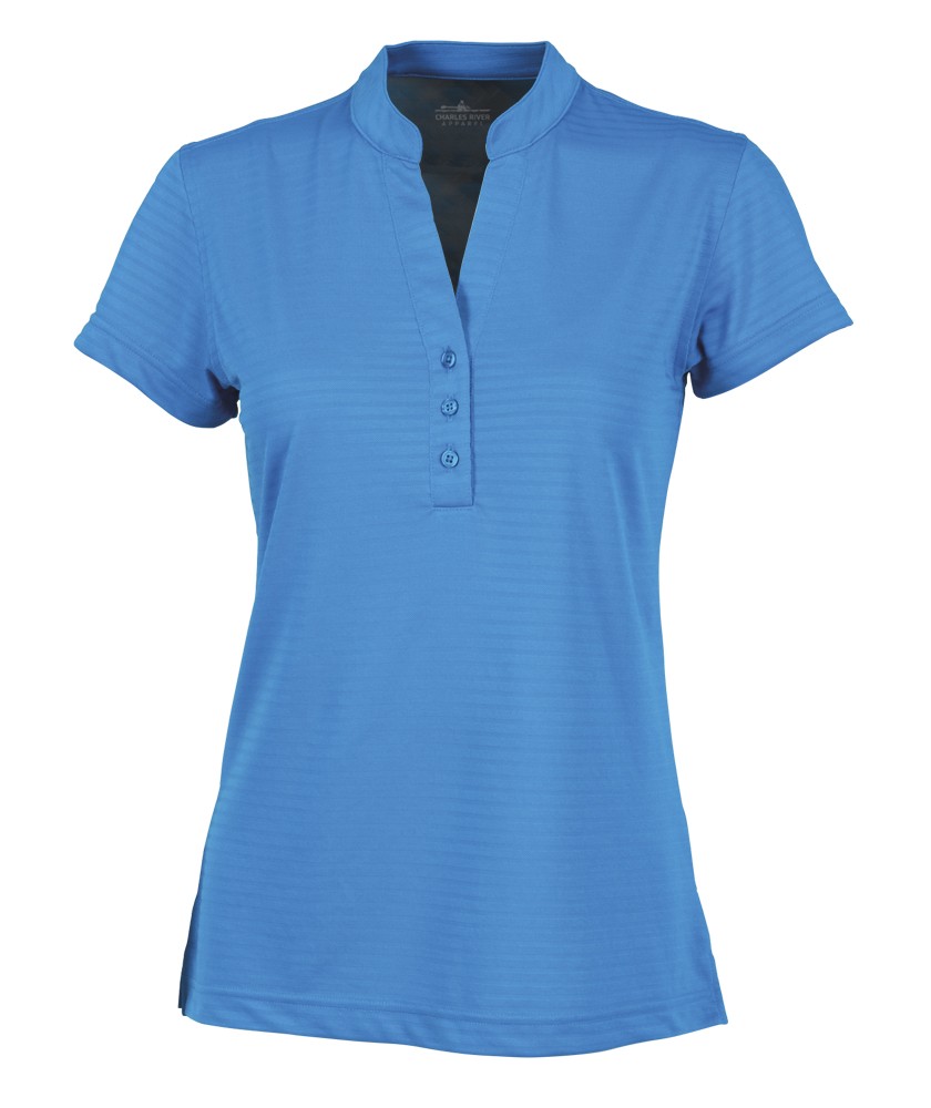 Charles River Apparel Style 2617 Women’s Shadow Stripe mandarin Collar Polo Ocean Blue