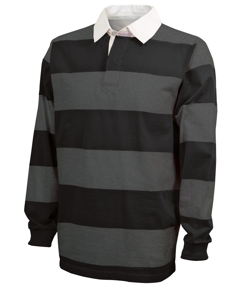 Charles River Apparel Style 9278 Classic Rugby Shirt - Black/Grey