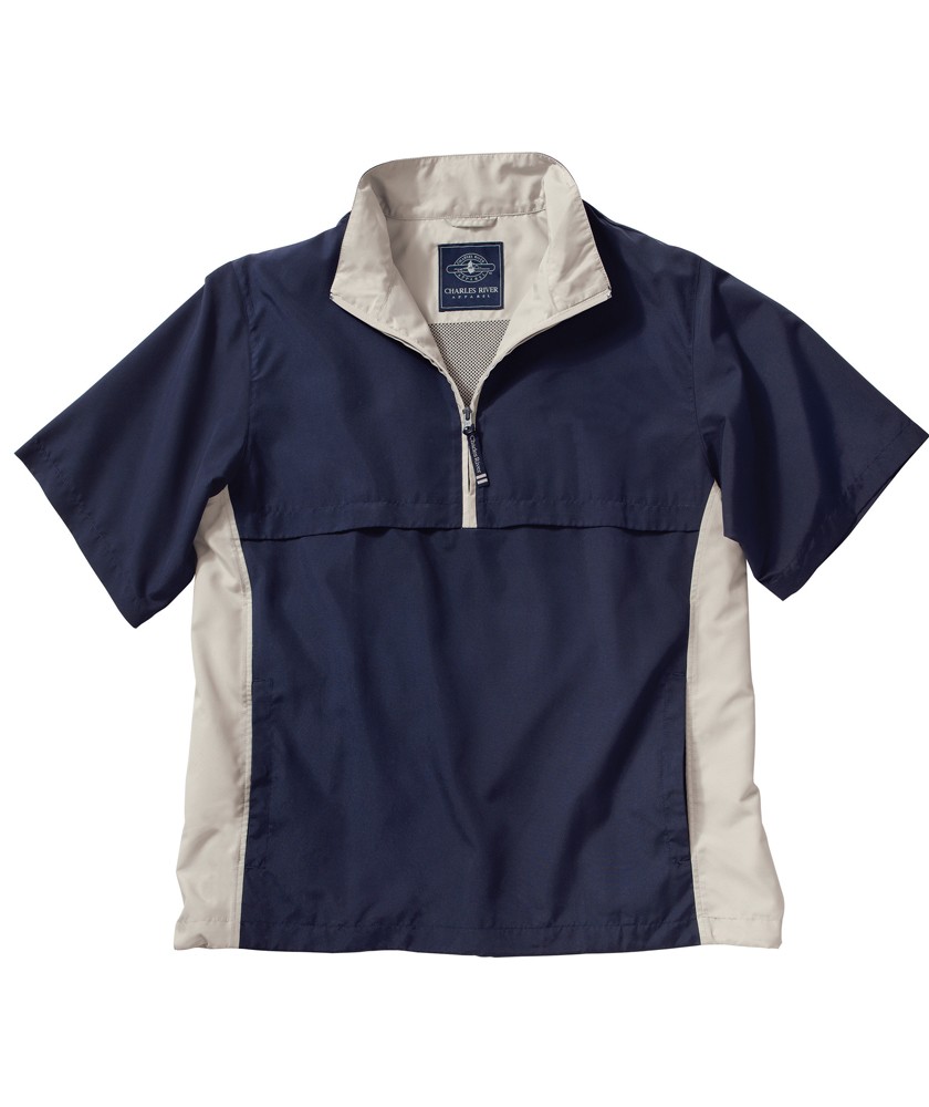 Charles River Apparel Style 9843 Ace Short Sleeve Windshirt - Navy White/Sand
