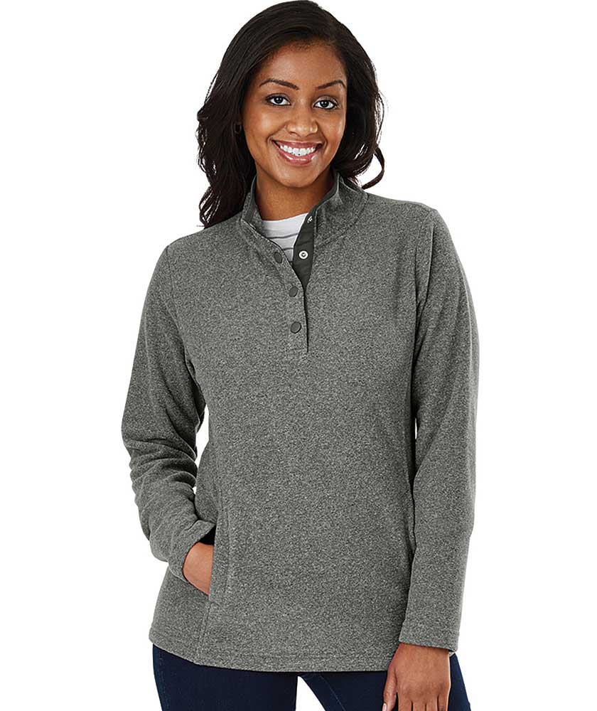 Charles River Apparel Woman’s Bayview Fleece Pullover 5825 Steel Heather/Charcoal