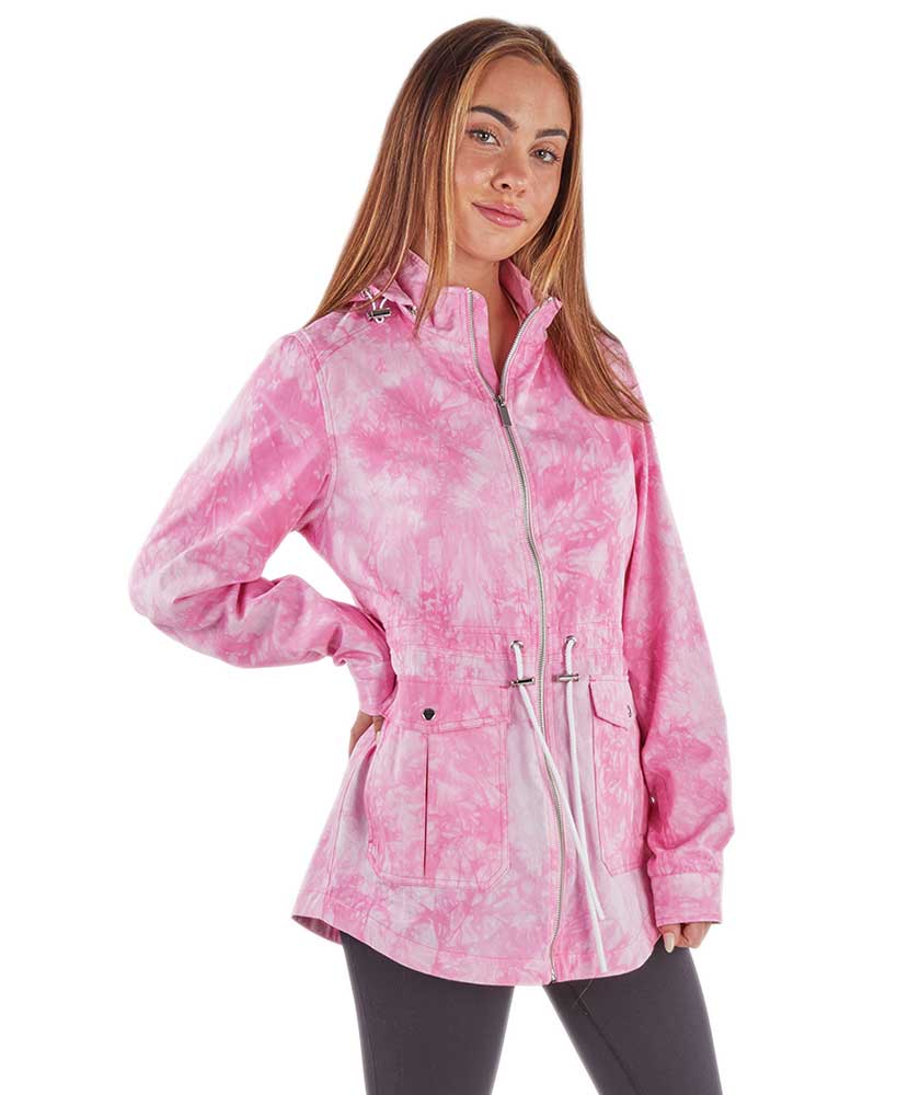 Pink Tie-Dye Charles River Apparel Women's Bristol Tie-Dye Utility Jacket