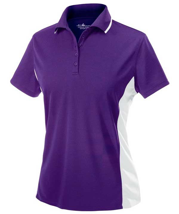 Charles River Apparel 2810 Womens Color Blocked Wicking Polo Shirt Purple White