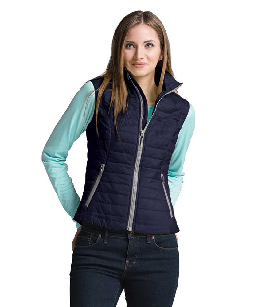 Charles River Apparel Women's Quilted Vest Navy and Grey