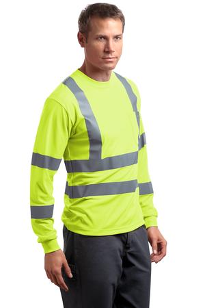 CornerStone – ANSI 107 Class 3 Long Sleeve Snag-Resistant Reflective T-Shirt Style CS409 Safety Yellow Angle