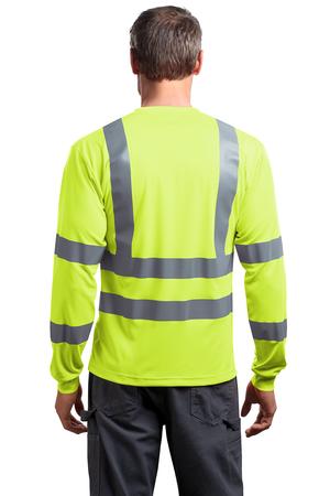 CornerStone - ANSI 107 Class 3 Long Sleeve Snag-Resistant Reflective T-Shirt Style CS409 Safety Yellow Back