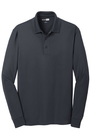 corner-stone-select-snag-proof-long-sleeve-polo-charcoal-flat-front