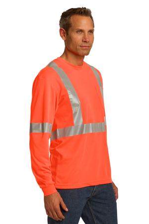 CornerStone – ANSI 107 Class 2 Long Sleeve Safety T-Shirt Style CS401LS Safety Orange Angle