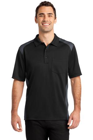 CornerStone – Select Snag-Proof Two Way Colorblock Pocket Polo Style CS416 Black/Charcoal