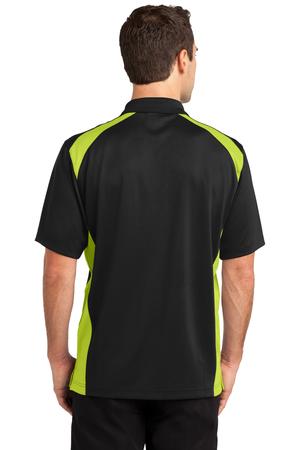CornerStone - Select Snag-Proof Two Way Colorblock Pocket Polo Style CS416 Black/Shock Green Back