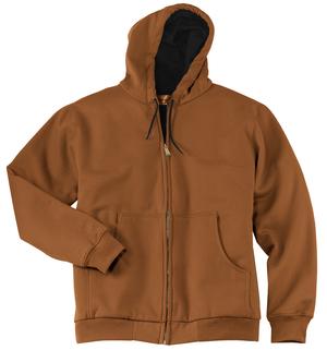 CornerStone – Heavyweight Full-Zip Hooded Sweatshirt with Thermal Lining Style CS620 Brown Front Flat