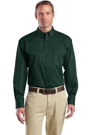 CornerStone – Long Sleeve SuperPro Twill Shirt Style SP17 Black Dark Green
