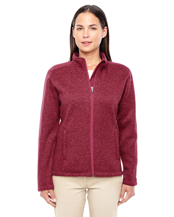 Devon & Jones Ladies' Bristol Full-Zip Sweater Fleece Jacket Red Heather