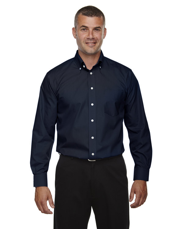 Devon & Jones Men's Tall Crown Collection™ Solid Long-Sleeve Broadcloth Navy