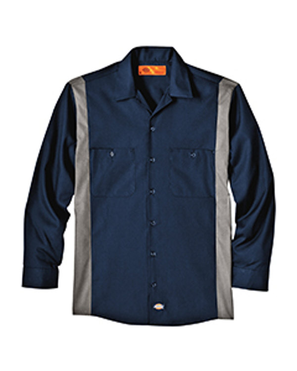 Dickies Drop Ship 4.5 oz. Industrial Long-Sleeve Color Block Shirt DK Navy/Smoke