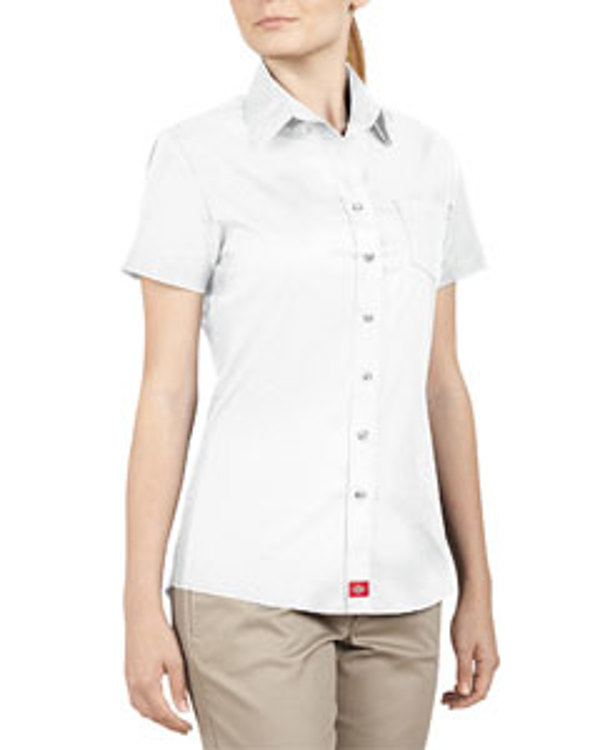 Dickies Drop Ship Ladies' Short-Sleeve Button Down Shirt White