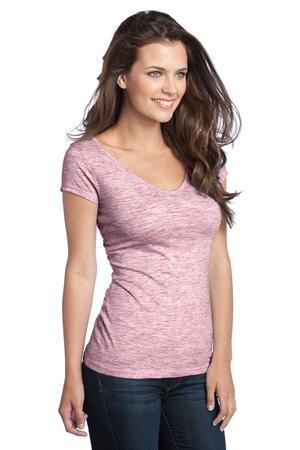District - Juniors Extreme Heather Cap Sleeve V-Neck Tee Style DT2001 Deep Berry Angle