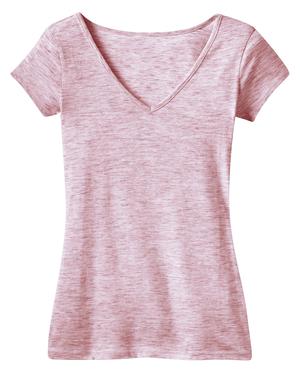 District - Juniors Extreme Heather Cap Sleeve V-Neck Tee Style DT2001 Deep Berry Flat