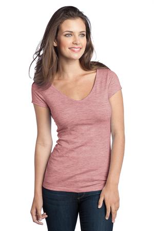 District - Juniors Extreme Heather Cap Sleeve V-Neck Tee Style DT2001 Deep Berry